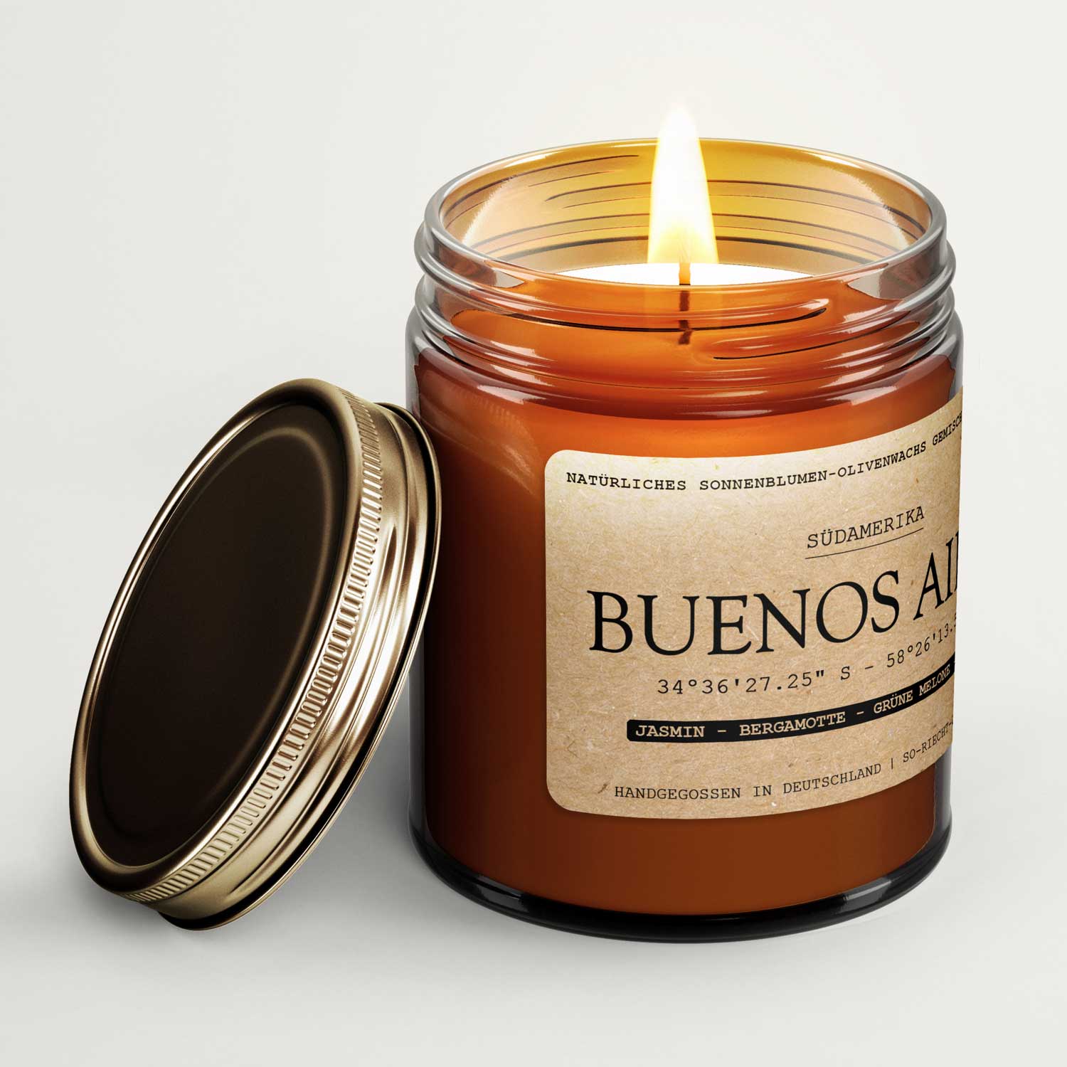 🕯️Duftkerze „ Buenos Aires „ – Jasmin • Bergamotte • Grüne Melone • Beeren - Barbarella’s - Sinneszeit