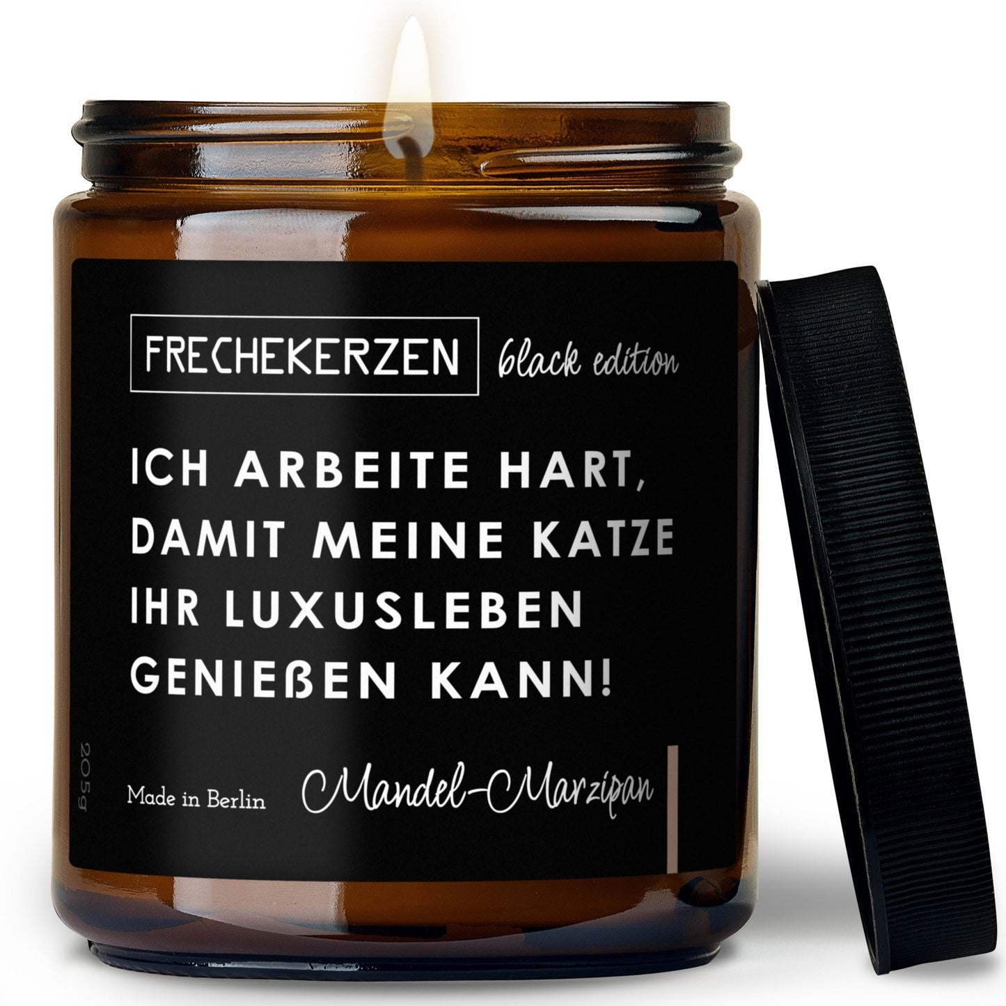 🕯️Frechekerze „Ich arbeite hart, damit meine katze ihr luxusleben genießen kann!“ - Barbarella’s - Sinneszeit