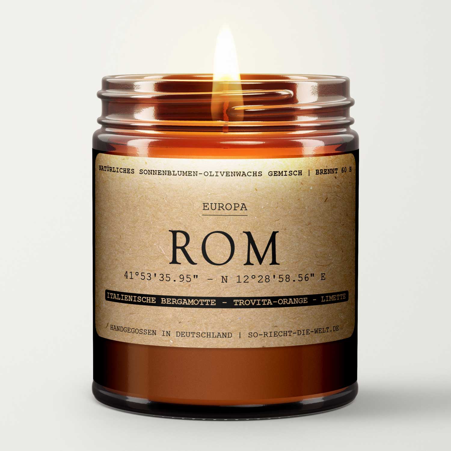 Rom Kerze - Italienische Bergamotte | Trovita - Orange | Limette - Barbarella’s - Sinneszeit